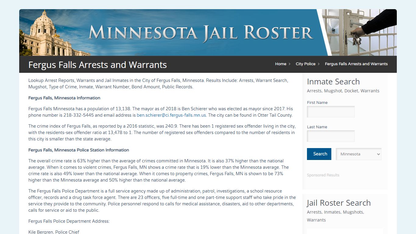Fergus Falls Arrests and Warrants | Jail Roster Search